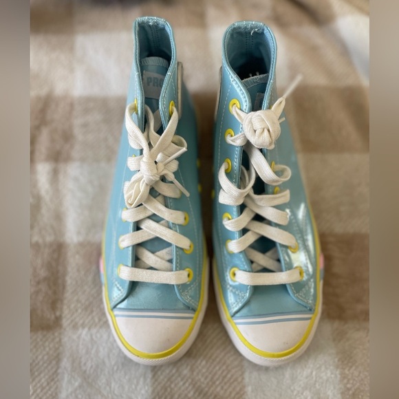 7.5 Colorful Pro Keds Blue and Yellow High-Top Sneakers - Picture 6 of 7